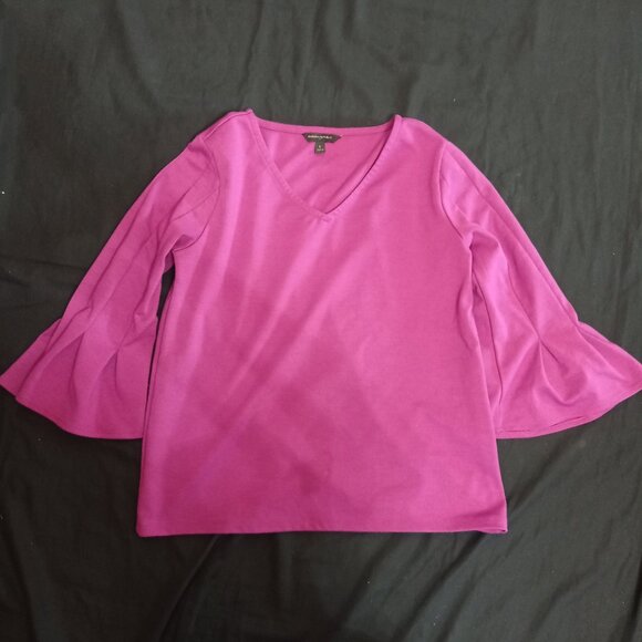 Banana Republic Women's Size S Basic Purple Pink Solid Polyester V-Neck Regular - Picture 1 of 6